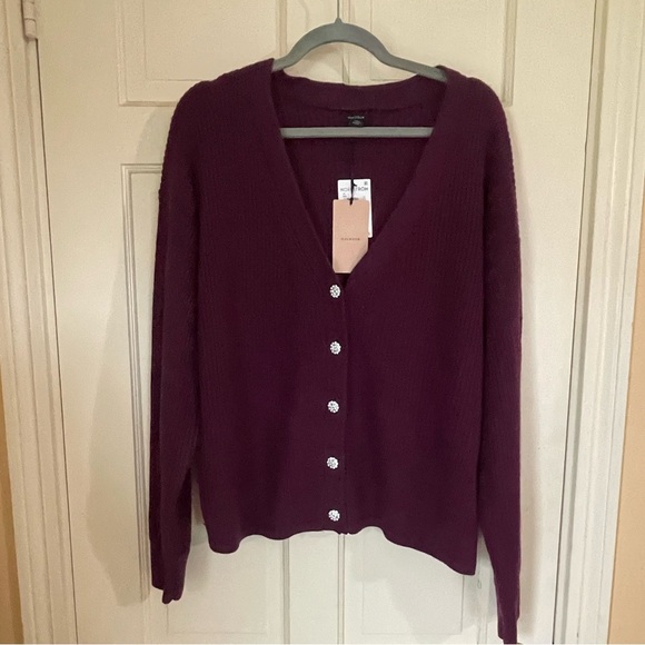 NWT HALOGEN WOMEN'S EMBELLISHED BUTTON CARDIGAN SWEATER SIZE XL DEEP RUBY NEW - Picture 11 of 12